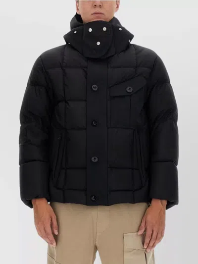 TEN C HOODED PADDED QUILTED JACKET POCKETS