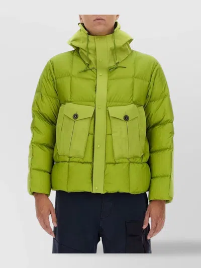 TEN C QUILTED HOODED JACKET DRAWSTRINGS