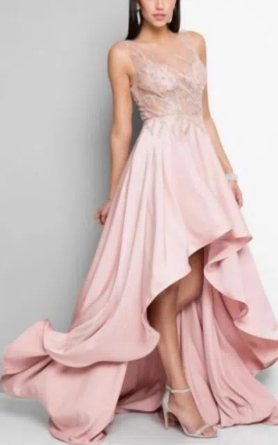 TERANI COUTURE HIGH LOW BLUSH GOWN