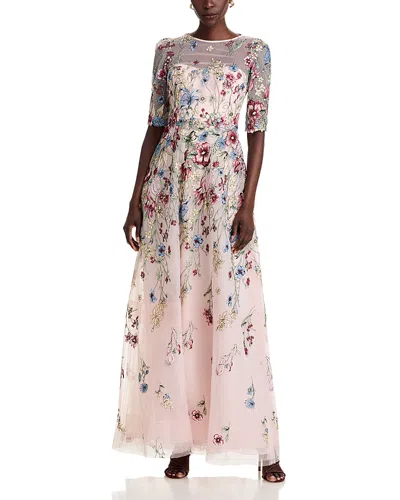 TERI JON TERI JON BY RICKIE FREEMAN FLORAL EMBROIDERED TULLE GOWN