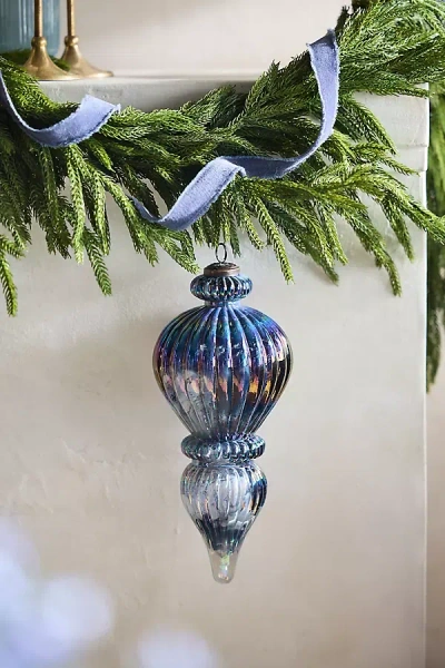 TERRAIN BLUE GLASS GIANT FINIAL ORNAMENT