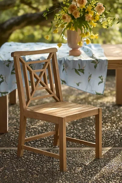 TERRAIN FRETWORK TEAK SIDE CHAIRS, SET OF 2