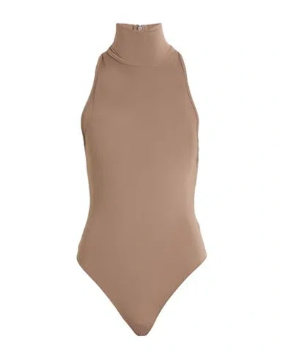 THE ANDAMANE THE ANDAMANE WOMAN BODYSUIT TAUPE SIZE L POLYAMIDE, ELASTANE