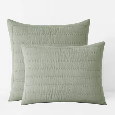 THE COMPANY STORE PREMIUM BREATHABLE WASHED LINEN SOLID QUILTED SHAM