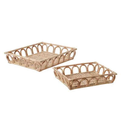 THE COMPANY STORE RATTAN RECTANGULAR TRAYS, SET OF 2