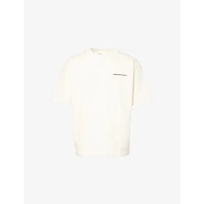 THE COUTURE CLUB MENS OFFWHITE LOGO-PRINT CREWNECK COTTON T-SHIRT