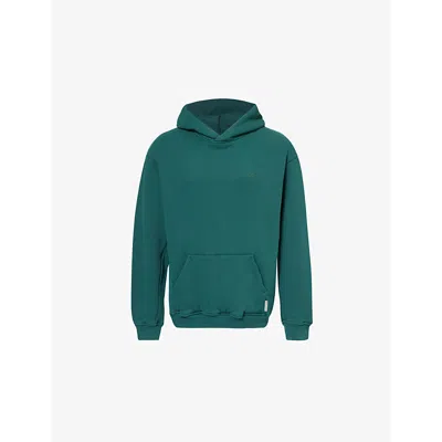 THE COUTURE CLUB MENS WASHED EMERALD CLASSICS LOGO-EMBROIDERED COTTON-JERSEY HOODY