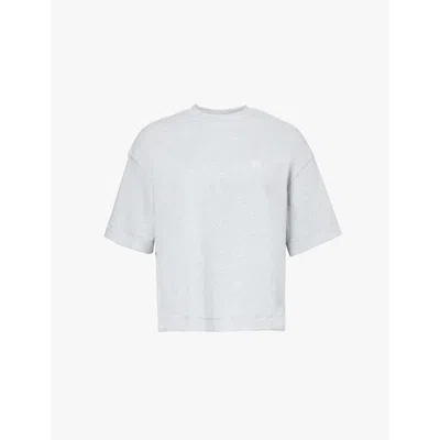 THE COUTURE CLUB WOMENS GREYMARL EMBLEM REGULAR FIT BRAND-EMBROIDERY STRETCH-COTTON T-SHIRT