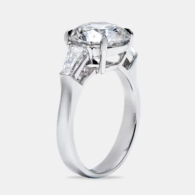 THE DIAMOND EDIT 3.70 CTS ROUND BAGUETTE 18K WHITE GOLD LAB GROWN DIAMOND RING SIZE 52