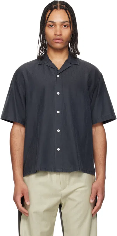 THE ELDER STATESMAN BLACK JACQUARD SILK CAMP SHIRT