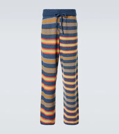 THE ELDER STATESMAN LEO STRIPED CASHMERE AND COTTON PANTS