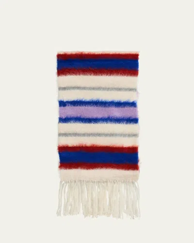THE ELDER STATESMAN THISTLE STRIPED FUR SCARF