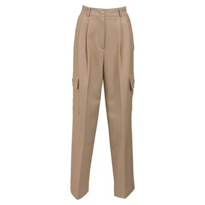 THE FRANKIE SHOP CARGO TROUSERS IN BEIGE POLYESTER