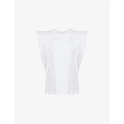 THE FRANKIE SHOP WOMENS WHITE EVA PADDED-SHOULDER COTTON-JERSEY MUSCLE T-SHIRT