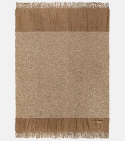 THE HOUSE OF LYRIA ROVERE FRINGED WOOL AND LINEN-BLEND BLANKET