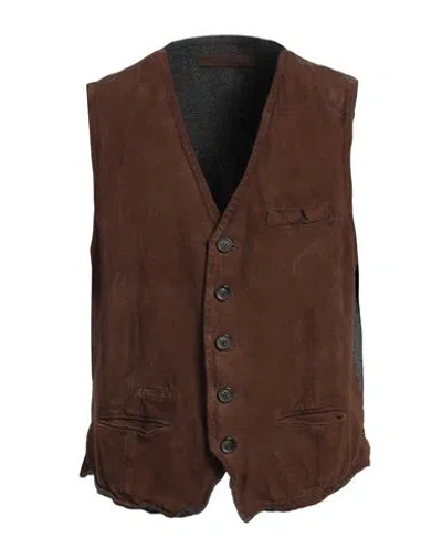 THE JACK LEATHERS THE JACK LEATHERS MAN TAILORED VEST CHOCOLATE BROWN SIZE 48 POLYESTER, WOOL, VISCOSE