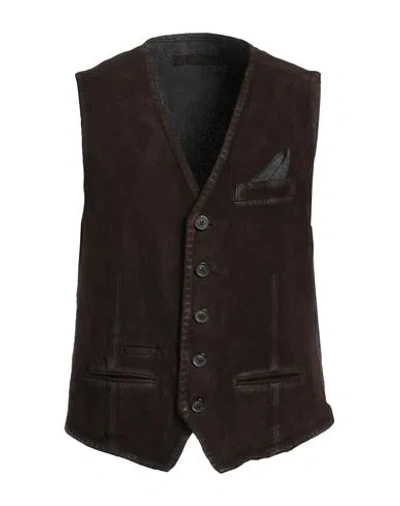 THE JACK LEATHERS THE JACK LEATHERS MAN TAILORED VEST DARK BROWN SIZE 50 POLYESTER, WOOL, VISCOSE