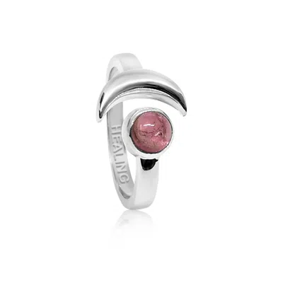 THE JEWELLERY STORE LONDON WOMEN'S SILVER / PINK ADJUSTABLE OCTOBER HEALING BIRTHSTONE RING IN STERLING SILVER- PINK TOURMALINE