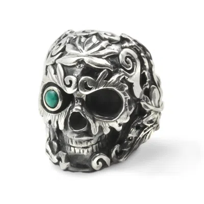 THE JEWELLERY STORE LONDON MEN'S SILVER / BLUE MYSTIC DAYLIGHT RING WITH TURQUOISE IN STERLING SILVER
