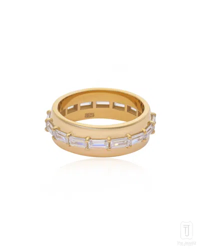 THE JEWELZ SILVER / GOLD / WHITE GOLD PLATED - DRUM BAGUETTE RING FOR WOMEN