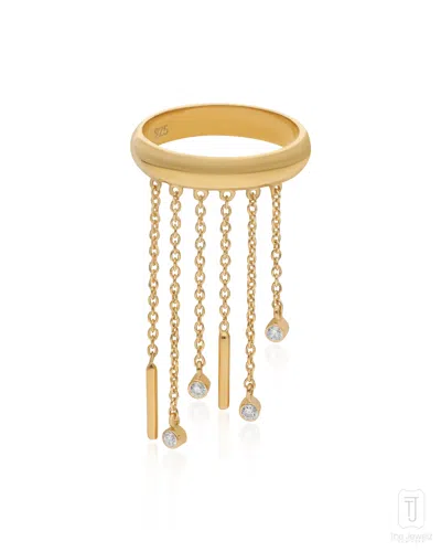 THE JEWELZ NEUTRALS / YELLOW / SILVER FRINGE FLOW SILVER BAND RING FOR WOMEN