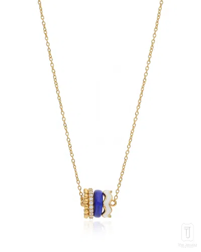 THE JEWELZ WOMEN'S WHITE / YELLOW / BLUE LAPIS EBB & FLOW SILVER NECKLACE FOR BIRTHDAY GIFTS