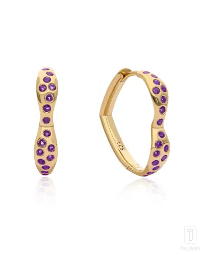 THE JEWELZ WOMEN'S BLUE / PURPLE ONE LOVE AMETHYST HEART HUGGIES - GIFTING