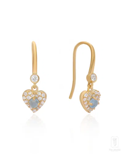 THE JEWELZ WOMEN'S NEUTRALS / BLUE / SILVER 'CELESTIAL SIGH' NATURAL AQUAMARINE DROP EARRINGS