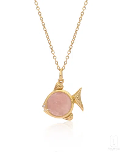 THE JEWELZ WOMEN'S PINK / SILVER / YELLOW 'BLUSH CURRENT' NATURAL ROSE QUARTZ