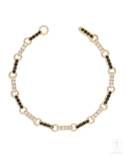 THE JEWELZ WOMEN'S SILVER / BLACK / NEUTRALS ECLIPSE LINK BRACELET - 925 SILVER