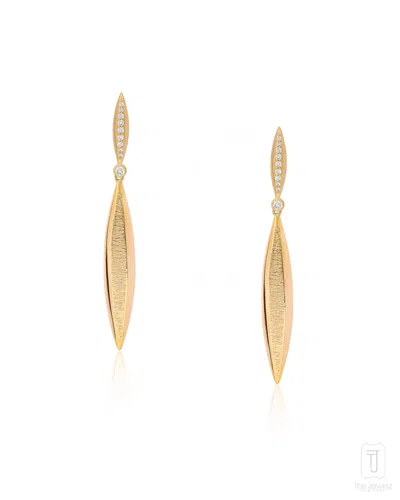 THE JEWELZ YELLOW / NEUTRALS / GOLD 14K GOLD- IMPERII ARC LIGHTWEIGHT GOLD DANGLER - EARRINGS FOR WOMEN