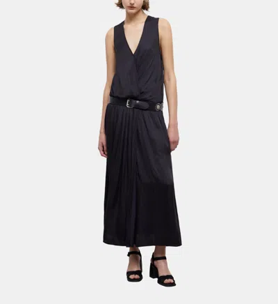 THE KOOPLES LONG BLACK SATIN DRESS