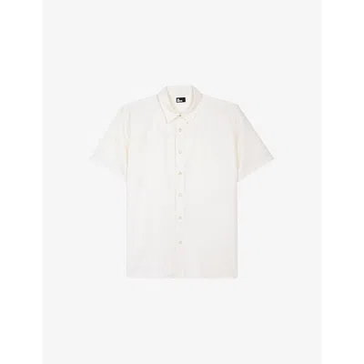 THE KOOPLES MENS ECRU WESTERN SHORT-SLEEVE WOVEN SHIRT