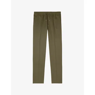 THE KOOPLES MENS KAKI ELASTICATED-WAIST STRAIGHT-LEG COTTON TROUSERS