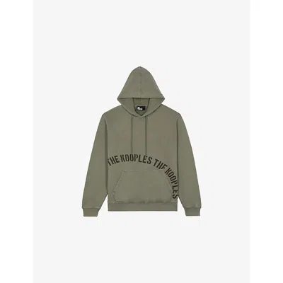 THE KOOPLES MENS KAKI LOGO-PRINT REGULAR-FIT COTTON HOODY XL