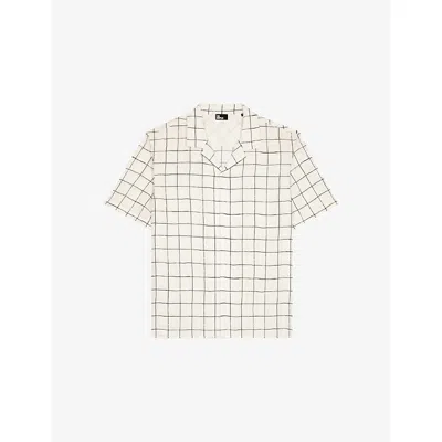 THE KOOPLES MENS WHITE / BLACK REGULAR-FIT SHORT-SLEEVE CHECKED SHIRT