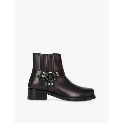 THE KOOPLES MENS BUCKLE-EMBELLISHED LEATHER ANKLE BOOTS BLAC