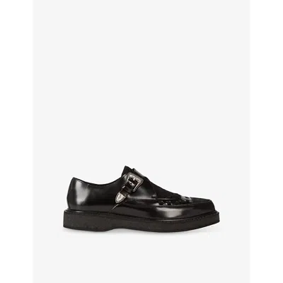 THE KOOPLES WOMENS BLACK CONTRAST-PANEL LEATHER DERBY SHOES