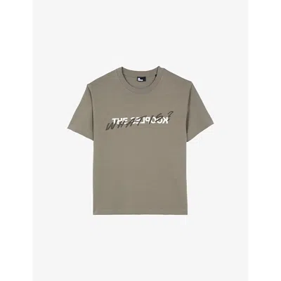 THE KOOPLES WOMENS OLIVE KAKI BRAND-PRINT COTTON-JERSEY T-SHIRT