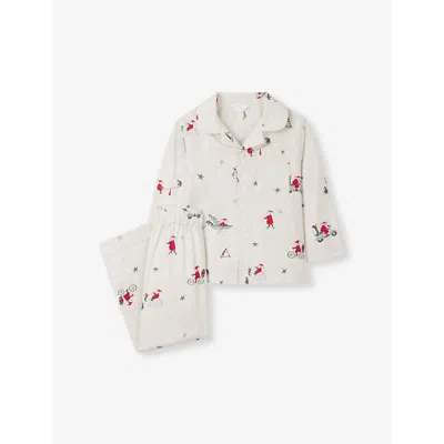 THE LITTLE WHITE COMPANY SANTA-PRINT LONG-SLEEVE COTTON PYJAMAS 1-6
