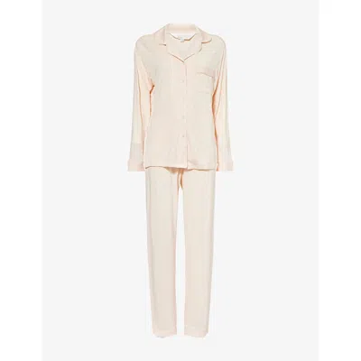 THE NAP CO WOMENS PEACH RELAXED-FIT STRETCH-JERSEY PYJAMA SET
