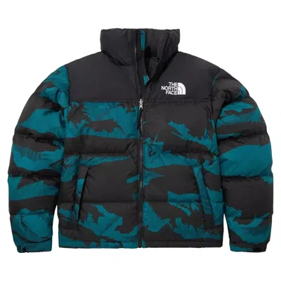 THE NORTH FACE THE NORTH FACE PRINTED 1996 RETRO NUPTSE JACKET 'HARBOR BLUE LINEAR MOUNTAIN PRINT'