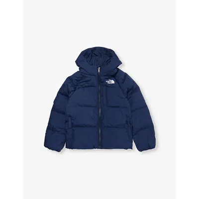 THE NORTH FACE SUMMIT NAVY LOGO-PRINT HOODED DOWN-FILL RIPSTOP JACKET XS