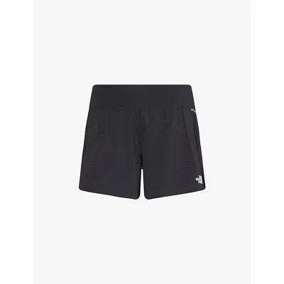 THE NORTH FACE WOMENS BLACK SUNRISER GRAPHIC-PRINT LOGO STRETCH-WOVEN SHORTS