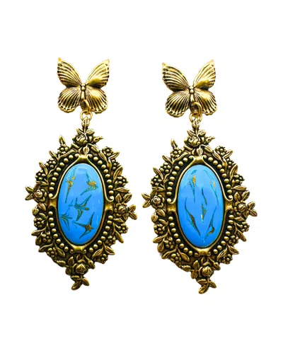 THE PINK REEF WOMEN'S BLUE THE PINK REEF FLORAL BURST BUTTERFLY EARRING