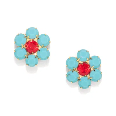 THE PINK REEF WOMEN'S BLUE THE PINK REEF HANDCRAFTED FLORAL GEM IN TURQUOISE
