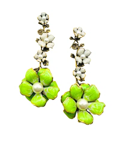 THE PINK REEF WOMEN'S GREEN THE PINK REEF BIG BLOOM EARRING IN LIME