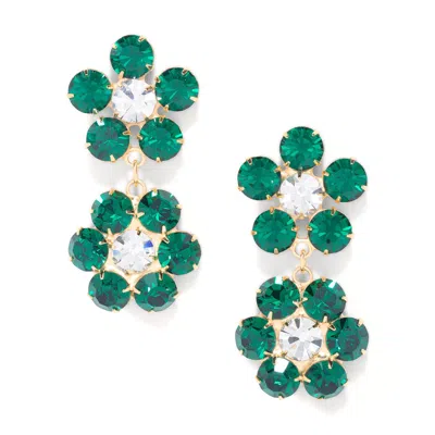 THE PINK REEF WOMEN'S GREEN THE PINK REEF PENELOPE HANDCRAFTED GEM DOUBLE FLORAL IN EMERALD