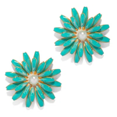 THE PINK REEF WOMEN'S GREEN THE PINK REEF SUNFLOWER EARRING IN TURQUOISE