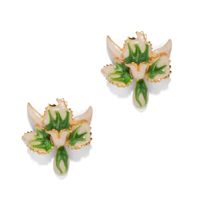 THE PINK REEF WOMEN'S GREEN THE PINK REEF TINY JADE ORCHID EARRING